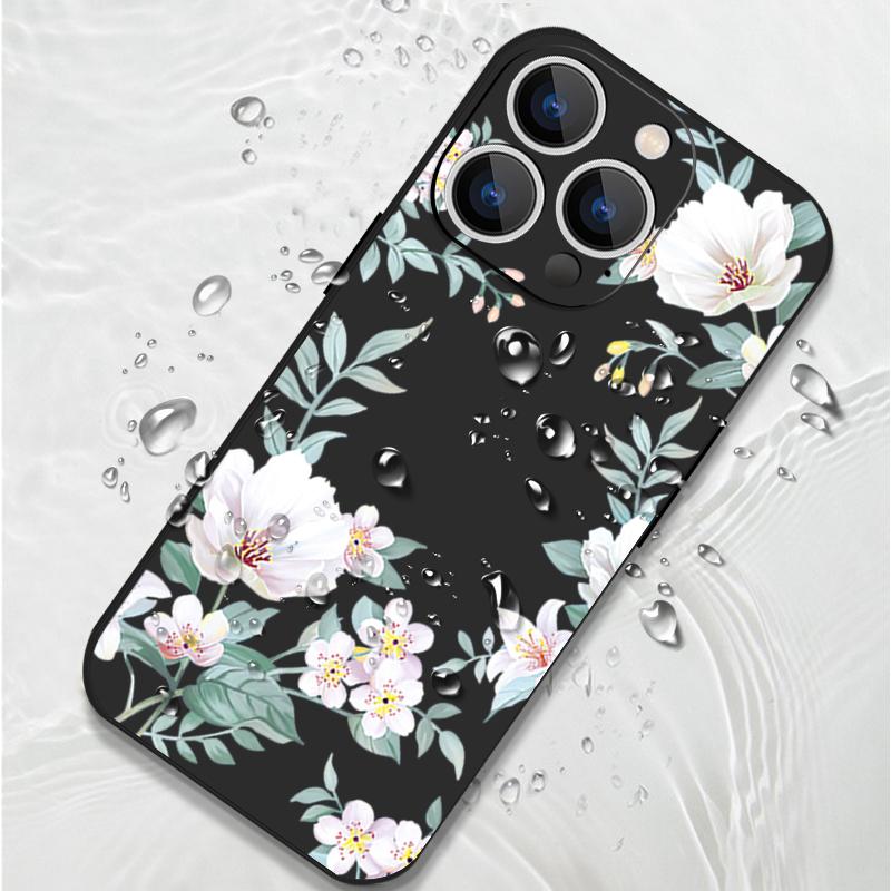 Plain Floral Pattern Shockproof Soft Case For iPhone 16 Pro Max 15 14 Pro 13 12 Mini 11 XS XR 8 7 Lanyard TPU Lens Protection Slim Matte Phone Cover