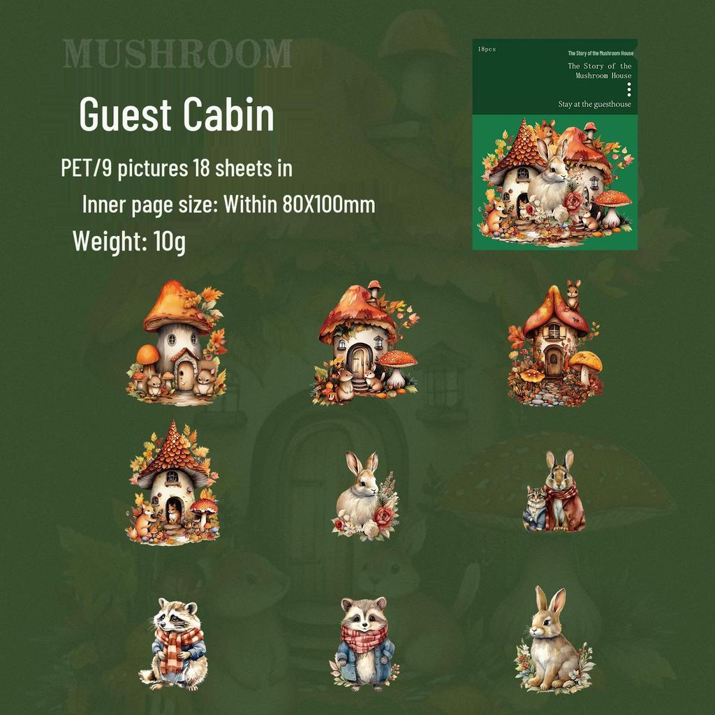 Dark Shadow Phantom Forest Theme Sticker Pack: Mushroom House Story Series - 18 Sheets of Scenery Stickers