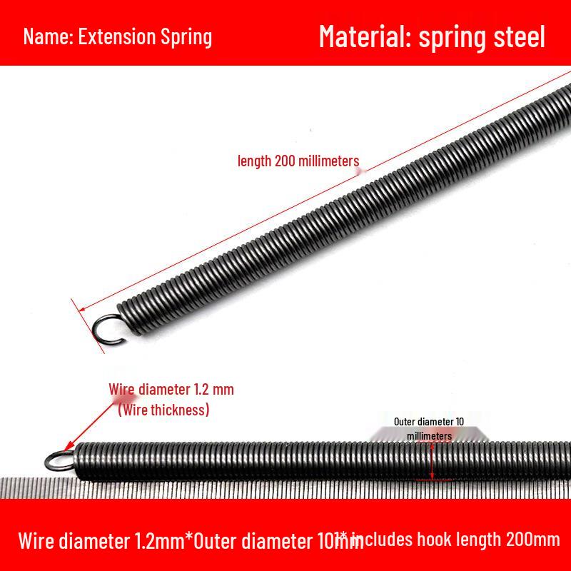 1.2mm Wire Extension Spring with Hook - Soft Tensile Force Spring Accessory