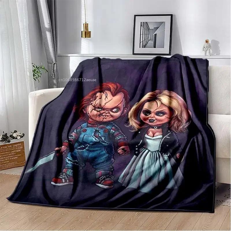 Child of Play Chucky Blanket Horror Movie Character Fleece Wearable Throw for Bed Home Decor Kids Adults