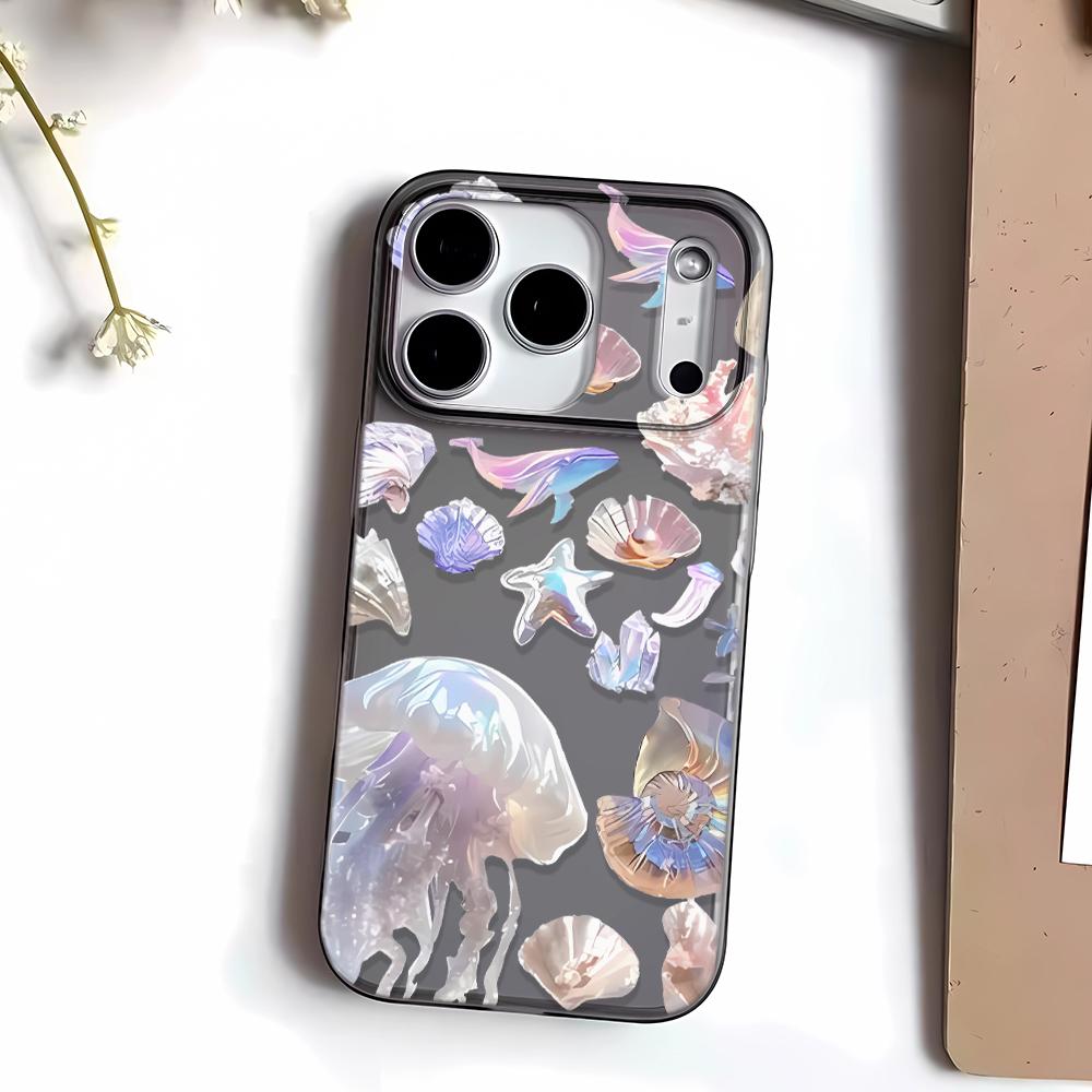 Phone Case For Iphone 15 Plus 17 Air 16 13 14 12 11 Pro Max Precise Cut Funda Colorful Shell Jellyfish Scratch Resistant Cover