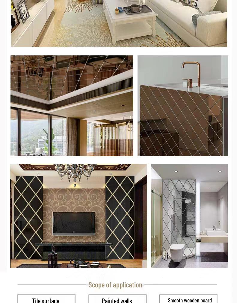 Acrylic Diamond Splicing Background Wall Mirror Sticker for Living Room Decoration