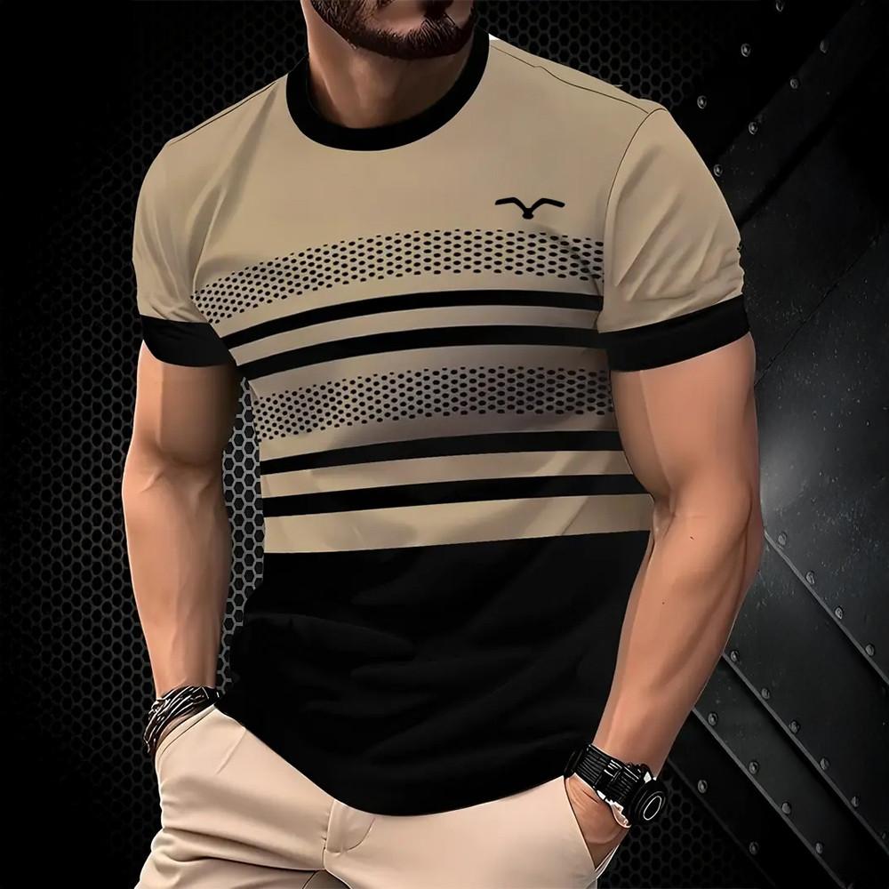 Fashionable men's T-shirt summer outdoor casual round neck short sleeved top