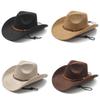 Western Cowboy Hat With Suede Velvet Material Big Brim For Fall Winter Fashion
