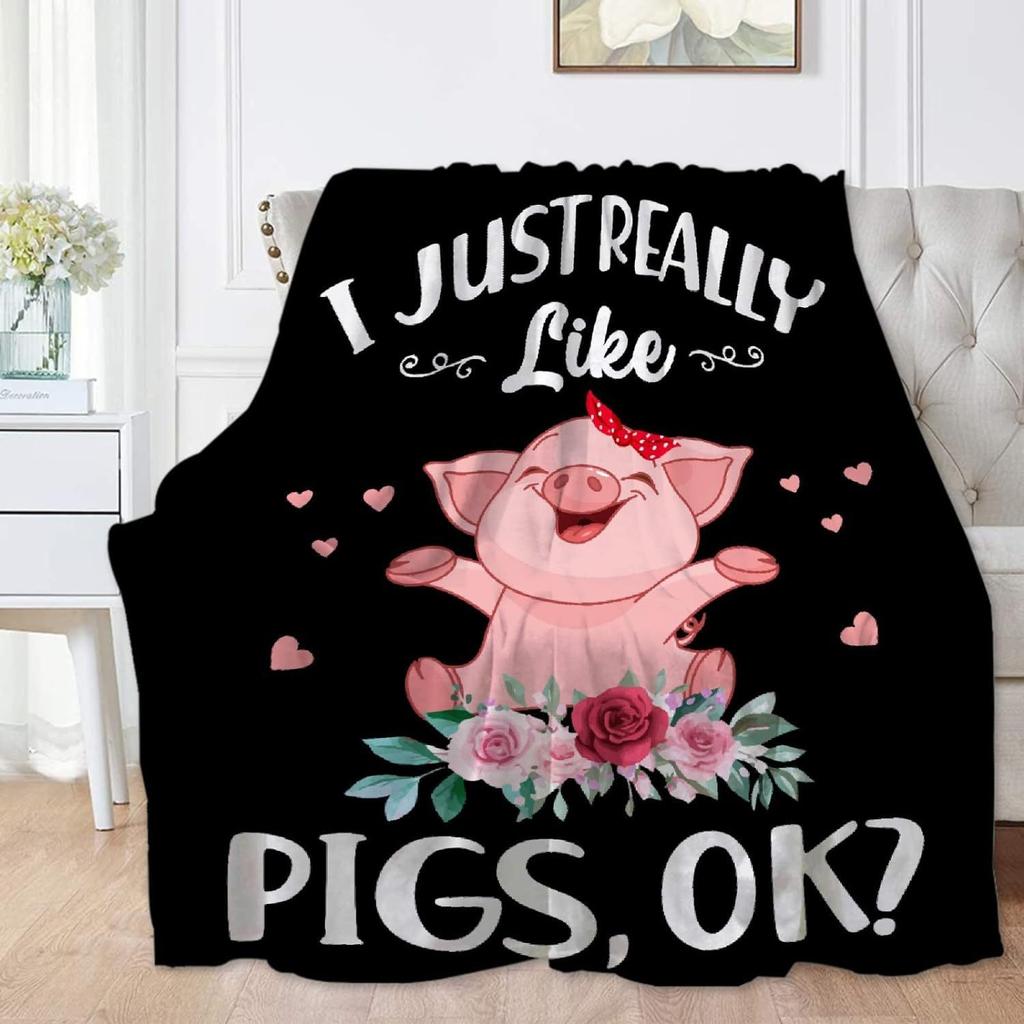 Cartoon pink piglet Printed Blanket for Sofa Bed Travel Camping Living Room Office Conditioning Blanket for All Seasons Gifts
