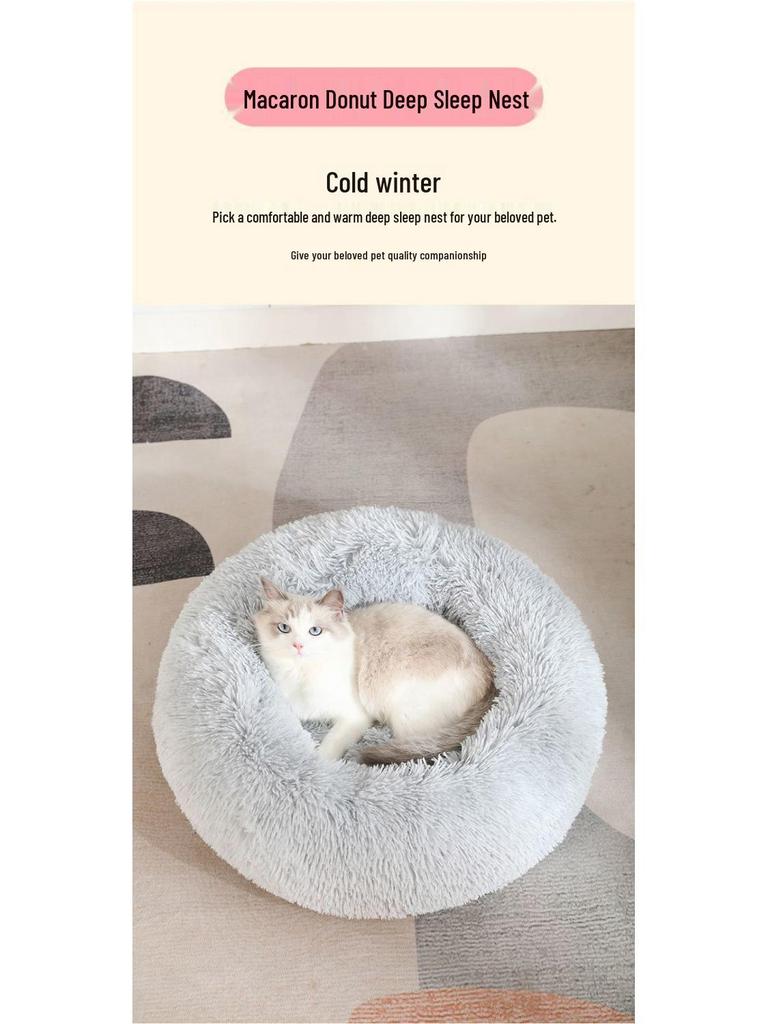 Cozy Winter Nest: Plush Enclosed Deep Sleep Bed for Cats and Dogs
