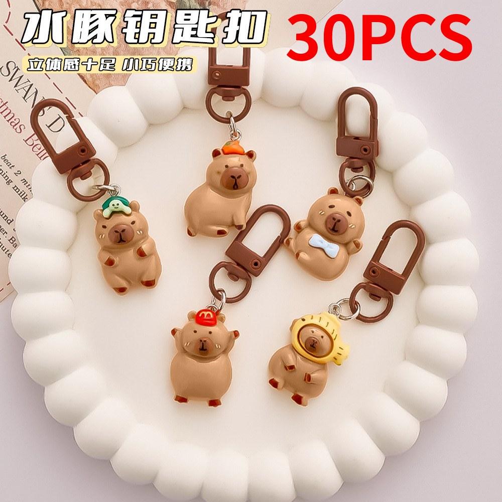 1-50pcs Kawaii Mini Capybara Keychains Cartoon Capybara Bright Bag Phone Keychains Cute Car Pendant Decoration Gift Keyring