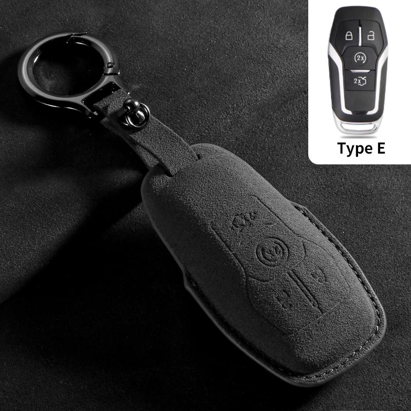 Suede Car Key Cover Case for Ford Maverick Focus Edge Explorer Everest Fusion Mondeo Mustang Raptor Bronco Ranger KA Fiesta Kuga