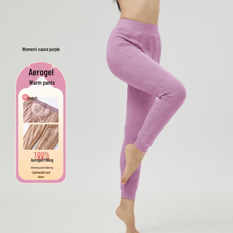 Aerogel Insulated Fleece Leggings: Men's & Women's Winter Cotton Pants with Triple-Layer Knee Protection.