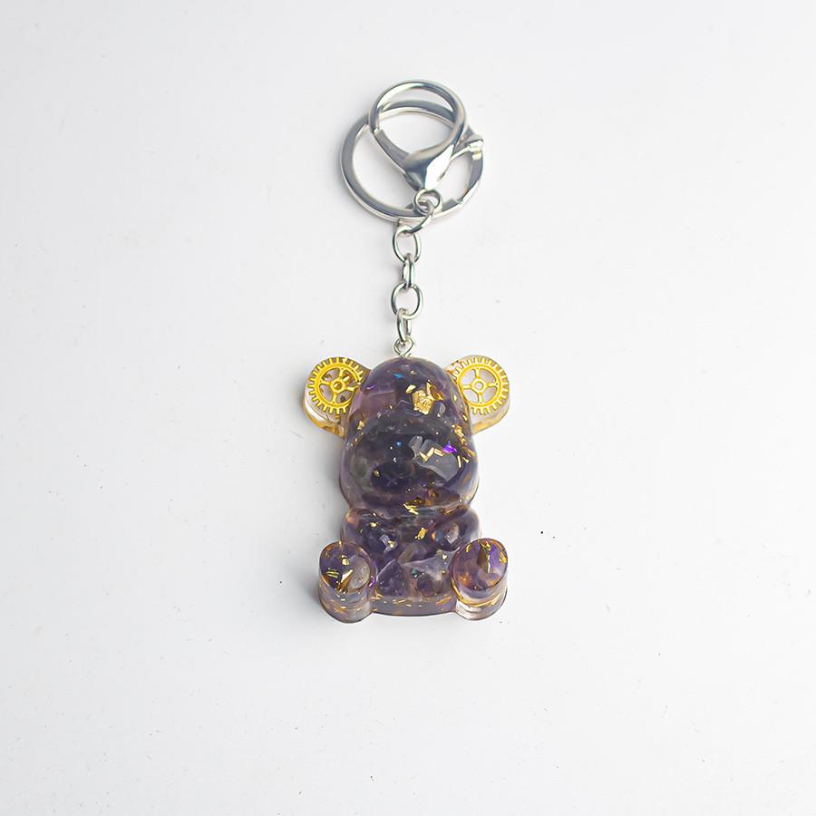 Crystal Stone Bear Pendant With Natural Gemstones For Car Keychain And Gift Use
