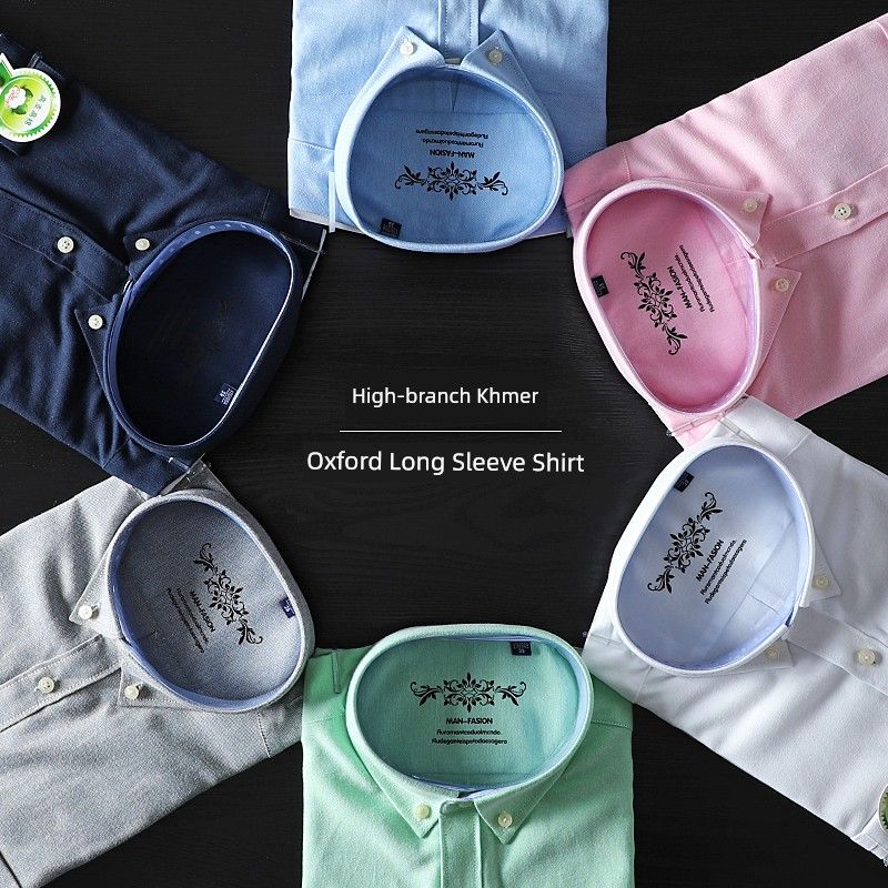 Oxford Fabric Long-Sleeved Japanese and Korean Style Shirt