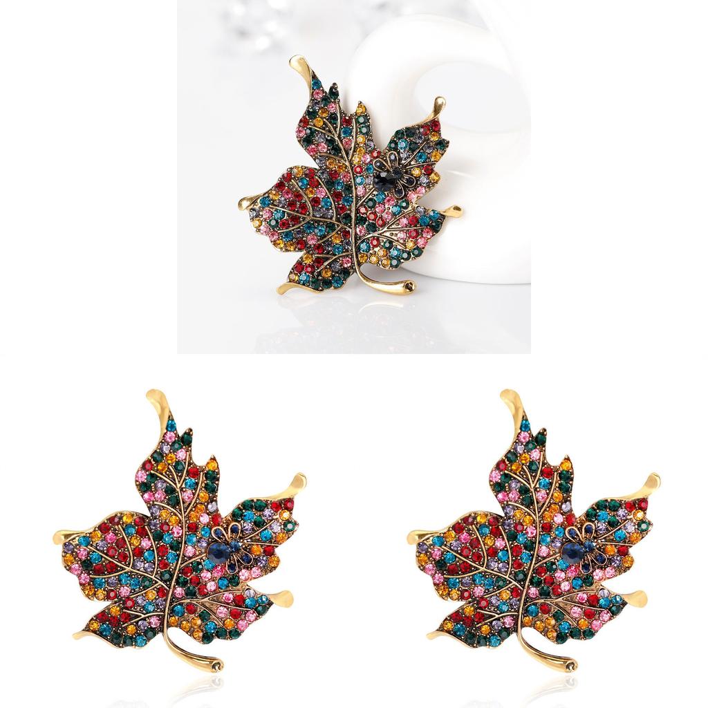 Vintage Alloy Leaf Pin With Electroplating For Ladies Gift Accessory
