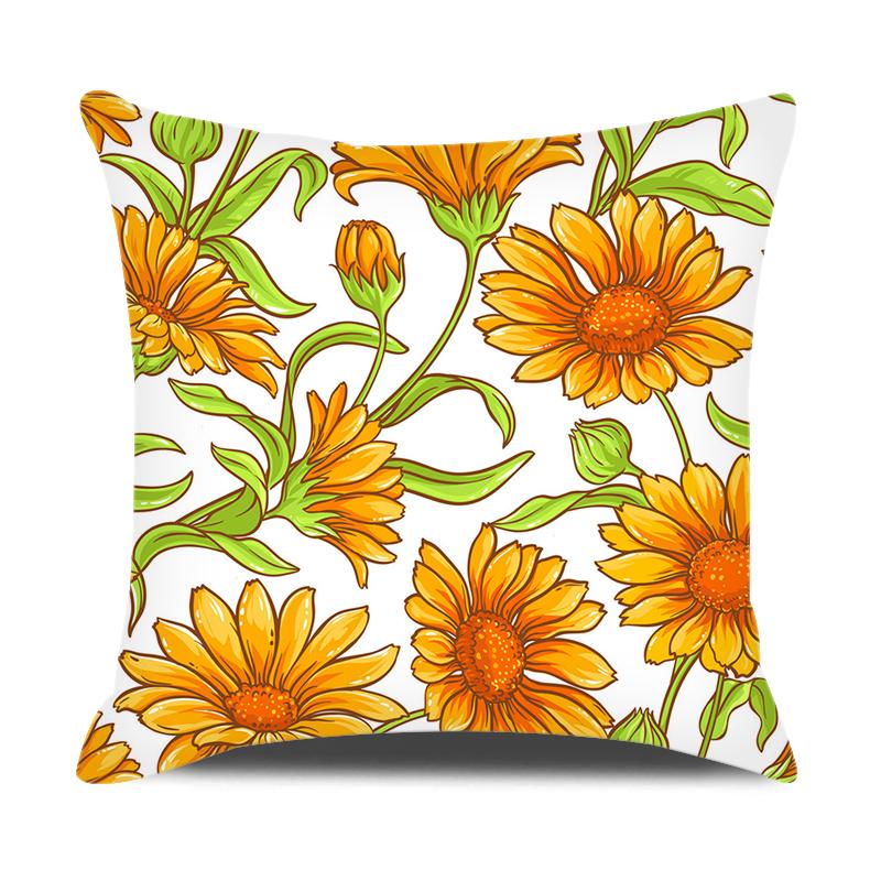 Home Decor Green Yellow Plaid Pillowcase Cushion Cover Sofa Car Pillowcase Daisy Flower Print Pillowcase