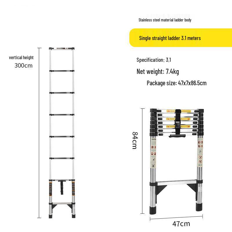 Stainless Steel Telescopic Aluminum Alloy Folding Step Ladder