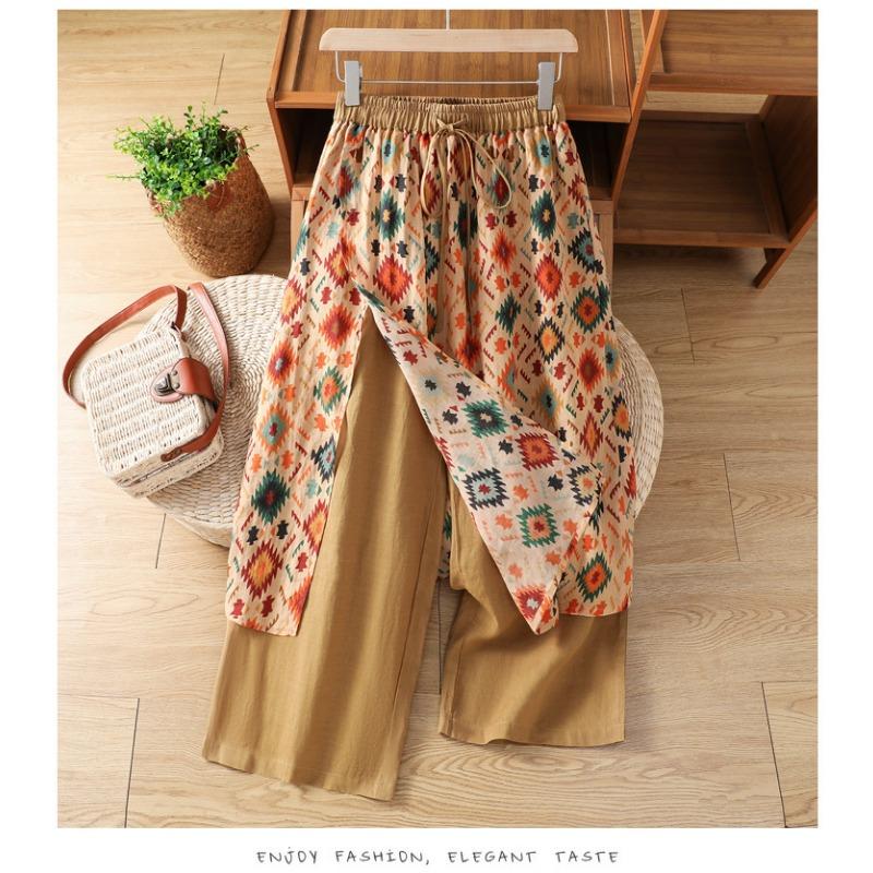 Floral Ethnic Style Casual Summer Women S Skirt Pants