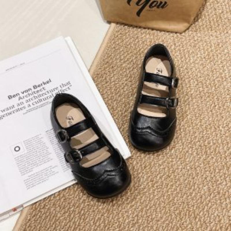 Kids Girls Black Double Buckle Mary Jane Dress Shoes 22 чёрный