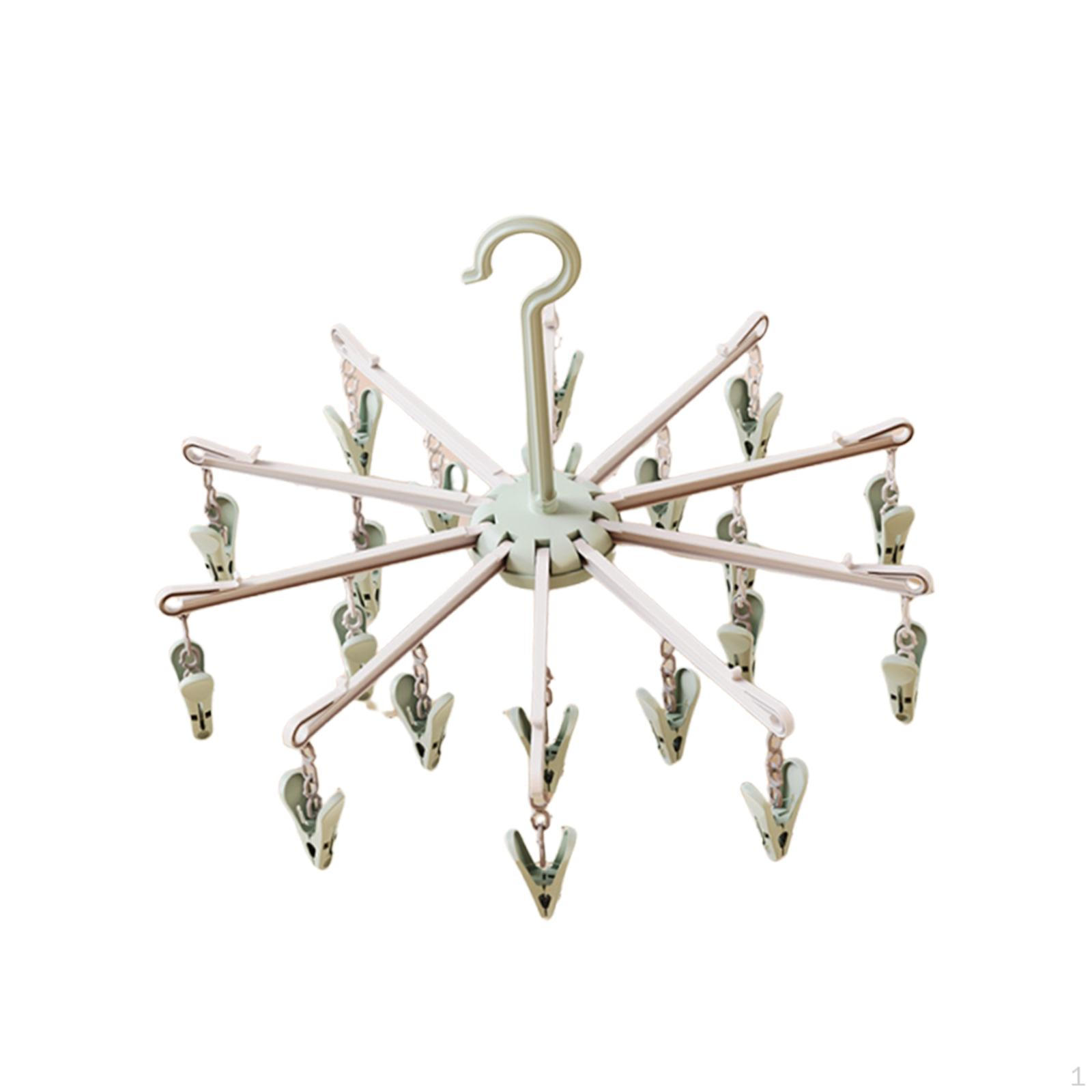 

Вешалка для носков с 20 зажимами для сушилки белья с зажимами для подгузников и нижнего белья зелёный