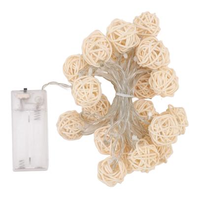 3m Rattan Ball Lantern String Lights 20 Globe Rattan Balls Battery Powered for Wedding Birthdays