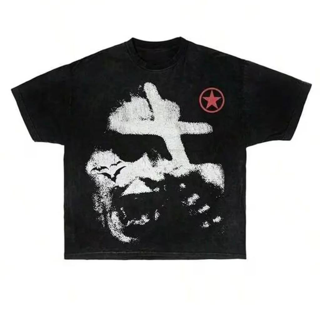 2026 Streetwear Y2K Printed T-shirt, Harajuku Style Loose Punk Short-sleeved Shirt Rock Gothic Retro Men's and Women's Casual Tops