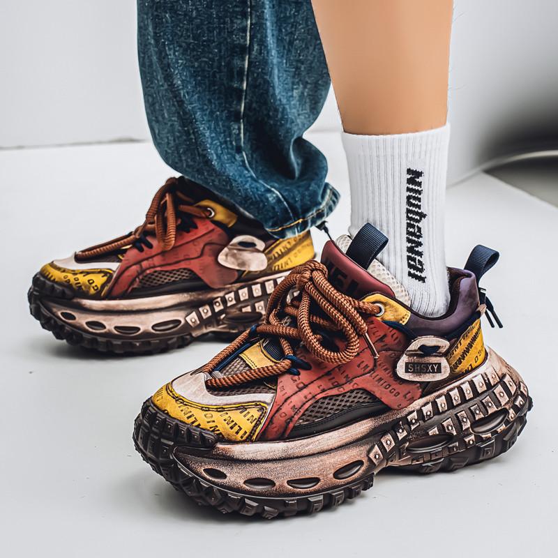 Men's Trend Clunky Sneaker Outdoor Non Slip Breathable Casual Running Sport Shoes Comfortable Work Shoes