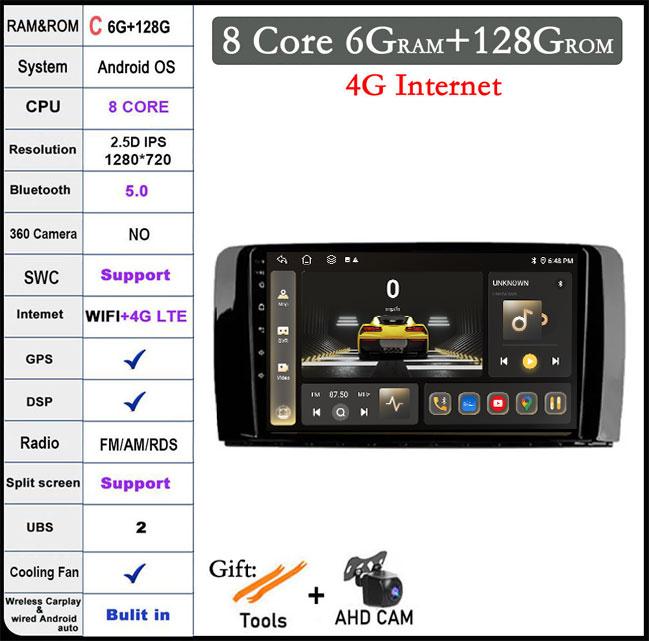 9 Lnch DSP RDS Android 14 For Mercedes Benz R-Class 2005 - 2017 Car Radio Stereo Multimedia Navigation Carplay Auto