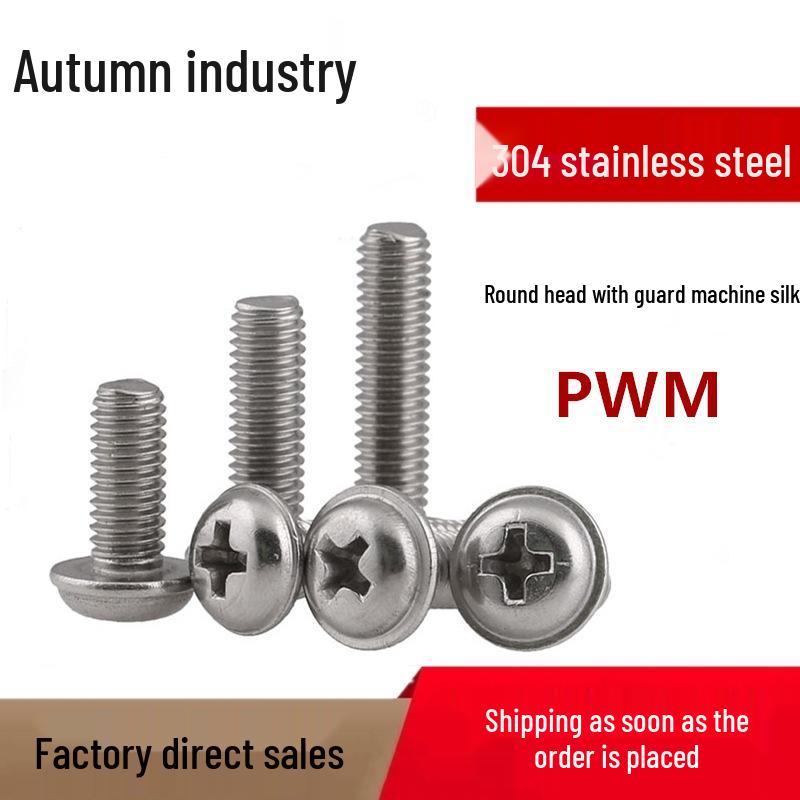 304 Stainless Steel Phillips Pan Head Machine Screw with Washer and Pull Handle (M2-M6).
