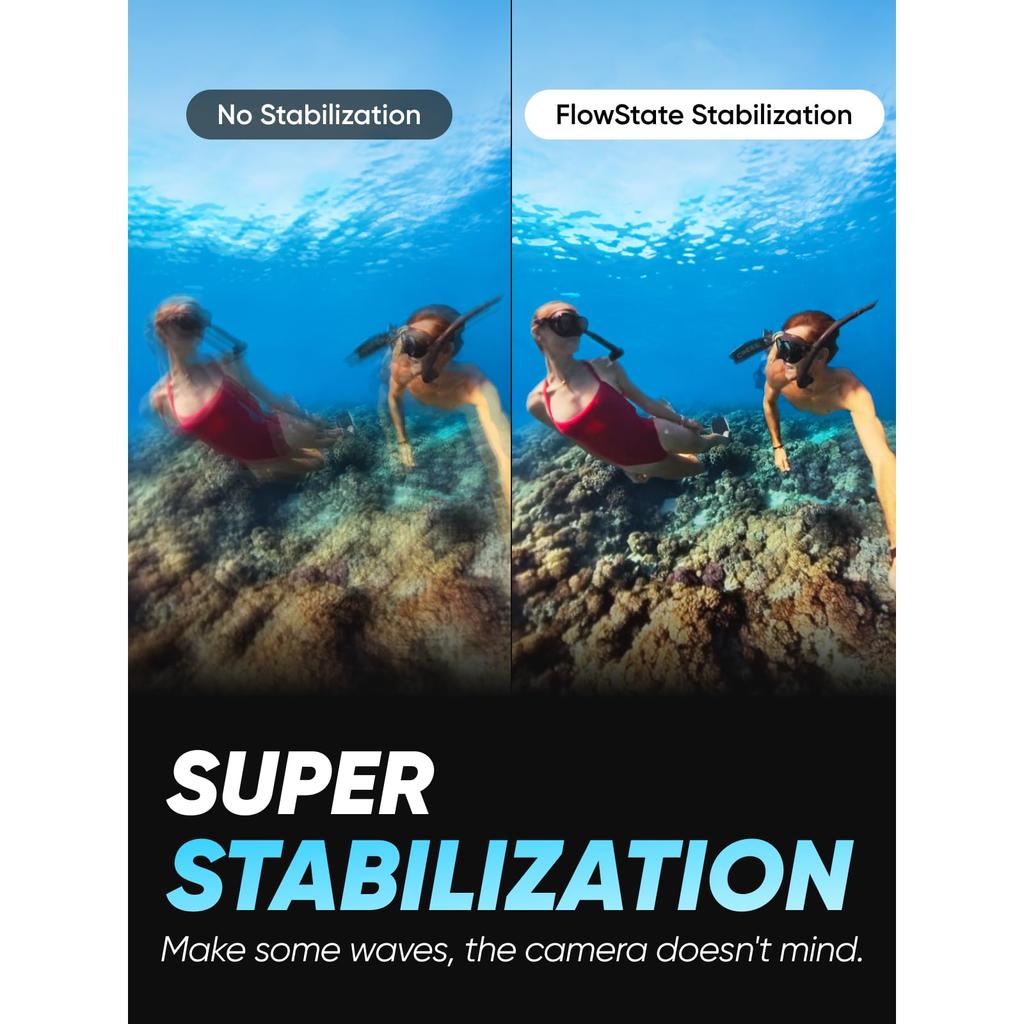 Insta360 X3 Action Camera with New 48MP IPX8 72MP Image Active 4K 60fps Horizon AI Voice Control Action Live and Underwater Webcam Invisible Diving