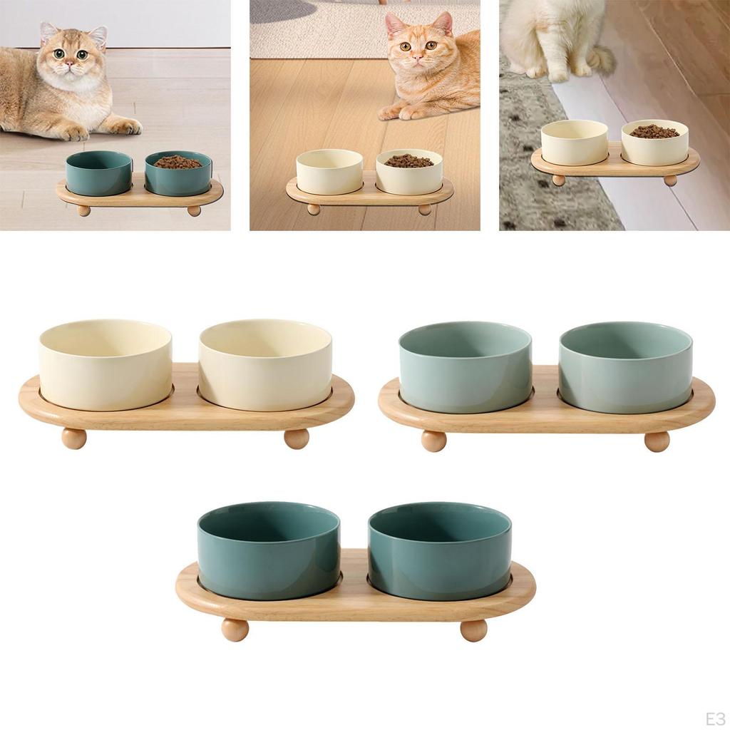 Cat Bowls Ceramic Stoneware Pet Bowl Dish Dog Elevated for Gift