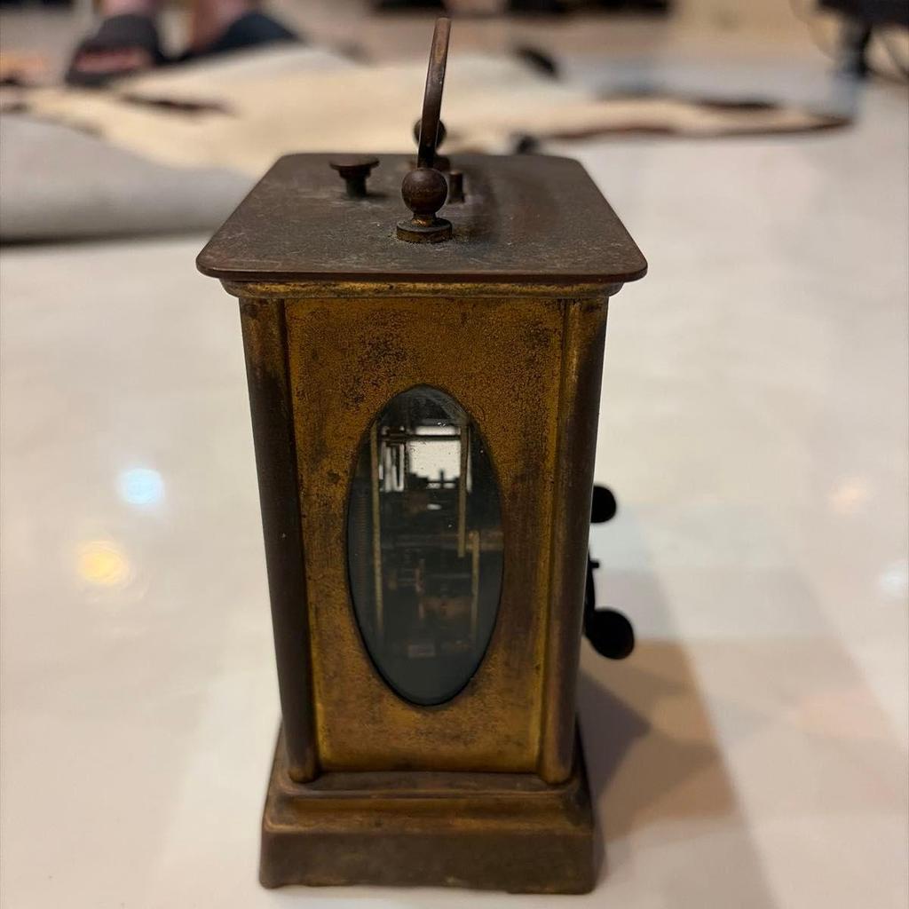Used SEIKOSHA Antique Table Clock Brass Retro Spring Type