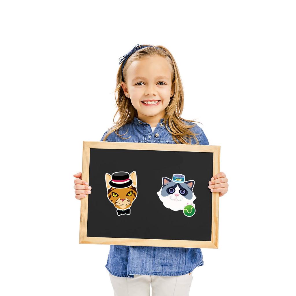 8 Cat Puzzle Sticker Sheets: Parent-Child Fun with Cute Cartoon Animals