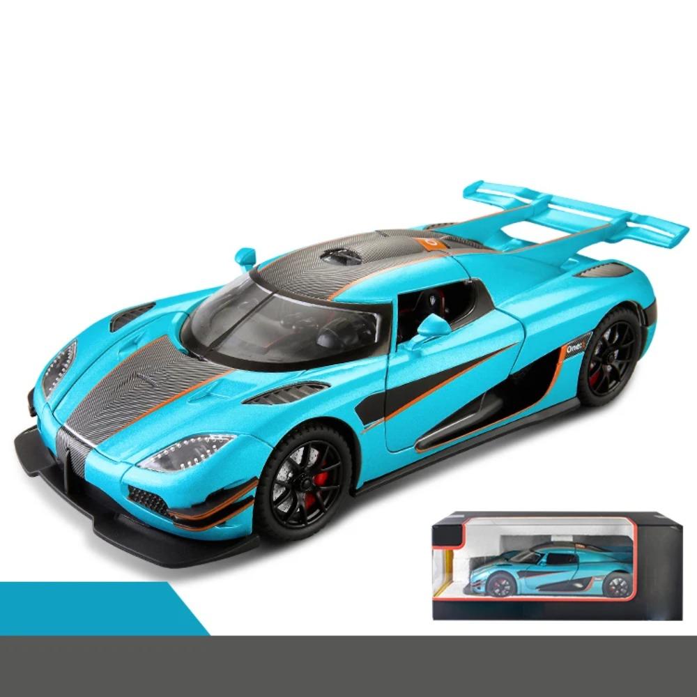 1/24 Koenigsegg ONE 1 Rotor Door Supercar Diecast Alloy Model Car Sound and Light Pull Back Outdoor Collections Ornaments Birthday Gift Boy