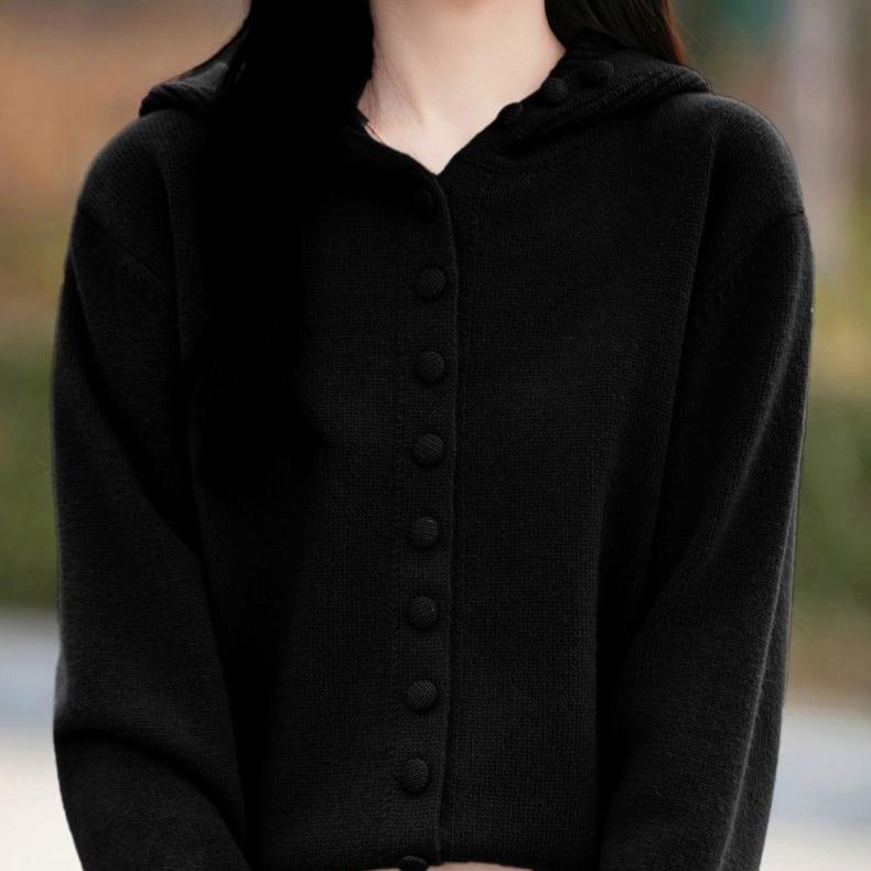 Hooded Sweater Coat for Women Autumn and Winter Loose and Thick Knitted Cardigan Stylish Paired with Long-sleeved Knitted Coat
