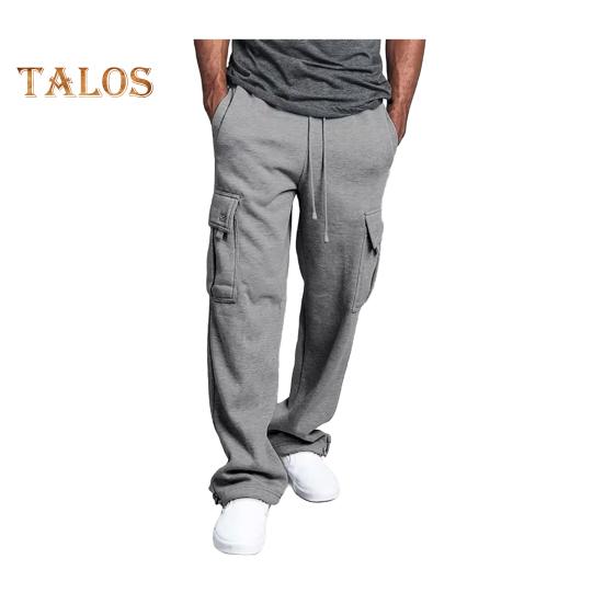 Herr Vår Höst Byxor med Flera Fickor Dragsko Elastisk Midja Vida Ben Plus Size Mjukisbyxor Stretchiga Byxor Enfärgade Lösa Street Style Sport