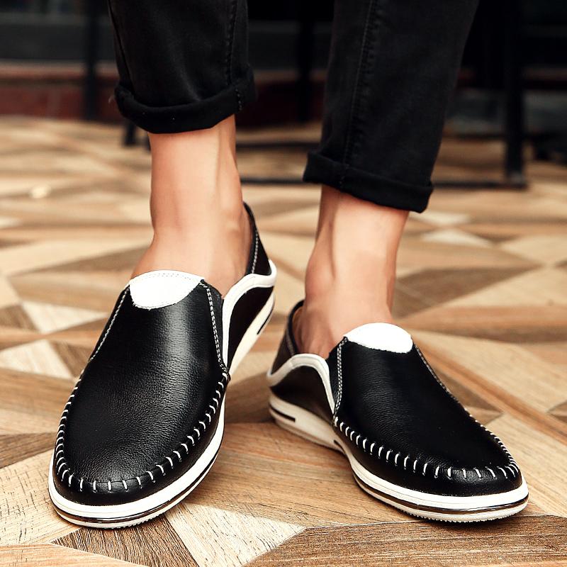 Casual Zapatos Para Hombres Genuine Leather Male White Handcrafted Mens Loafers Breathable New Model Shoes Sapato Social Mascul