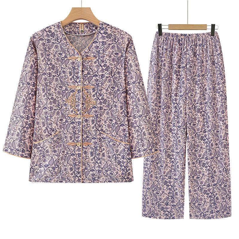 

Summer Cardigan Two-Piece Set for Middle-Aged and Elderly Women - 2026 New Style L (35-45 kg)
