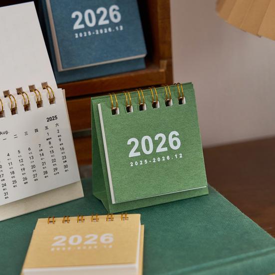 2026 Mini Stolní kalendář leden 2026-prosinec 2026 12měsíční plánovač Malý stojací překlápěcí kalendář s dvojitou drátovou vazbou pro domácí kancelář