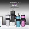 Titanium Clad 316 Stainless Steel Insulated Travel Cup with Straw - Large Capacity for Car & Office