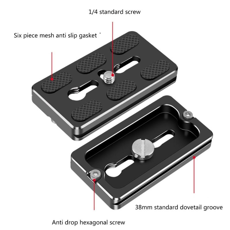 Quick Release Plate, PU50 PU70 Aluminum Alloy Universal 1/4" Quick Release Screw Mount Plate for Photography Tripods