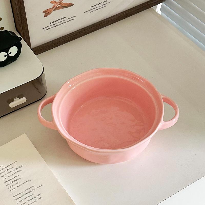 Cute high-value ceramic binaural instant noodle bowl with cover student dormitory instant noodle bowl personal special snail powder bowl