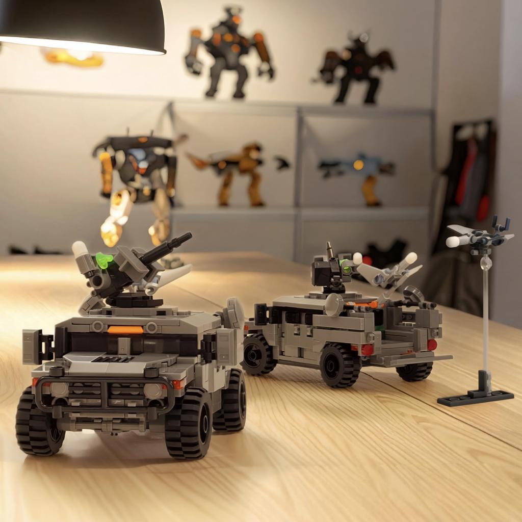 MyBuild Armed Forces Drone Command Vehicle 6022 - Military Building Blocks  Includes Scout Drone, Turret, and Missile Rack  Building Set  Ages 14+