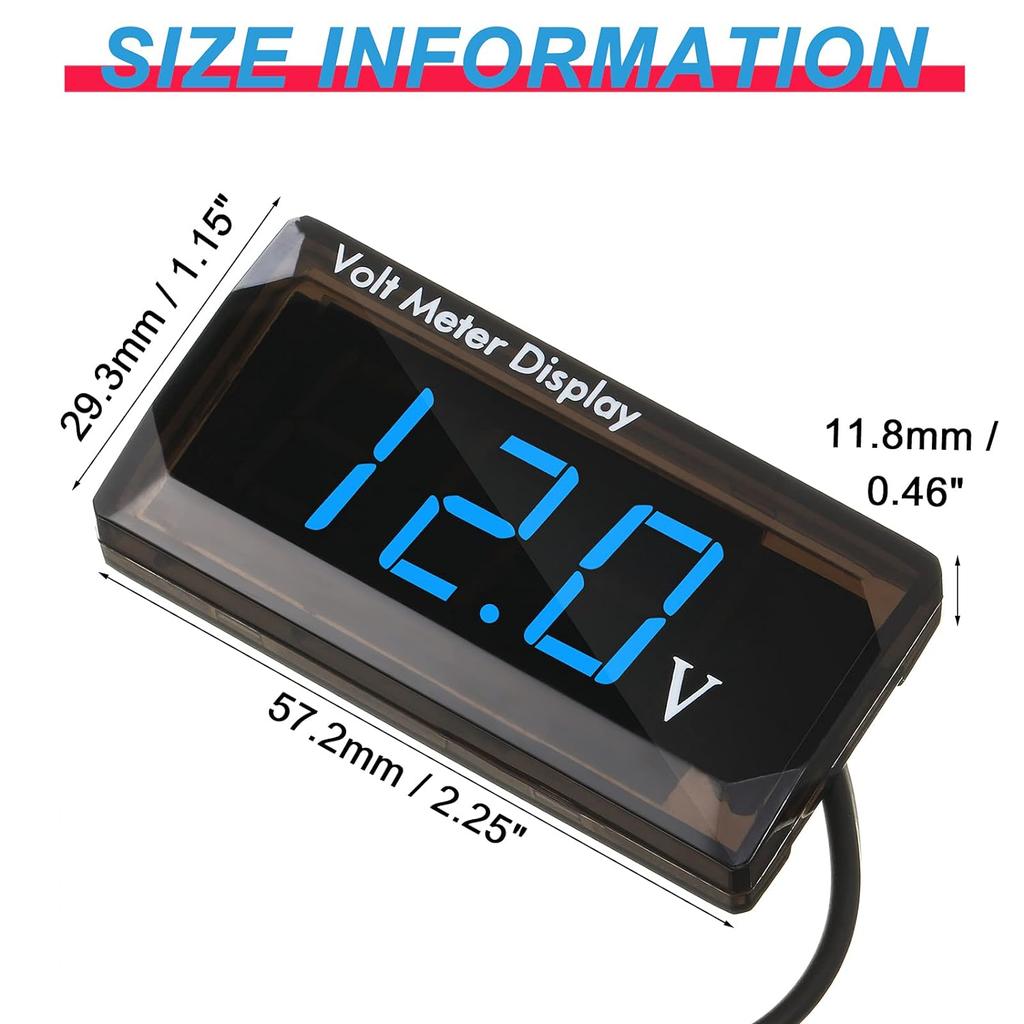 DC 4-28V Car Digital Voltmeter 12V Voltage Meter Car Audio Gauge LED Display 12V Meter Waterproof Voltage Gauge Meter for Car M