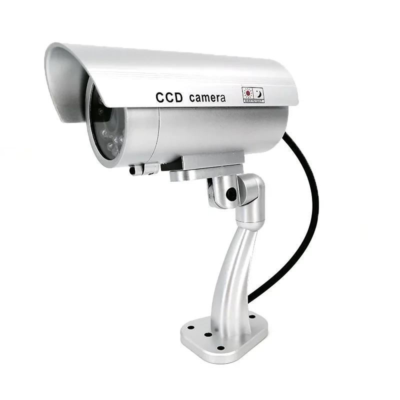 

Fake Camera Outdoor Waterproof Security Bullet Dummy Camera Flashing Red LED Monitor Indoor Simulation CCTV Surveillance Camera срібний