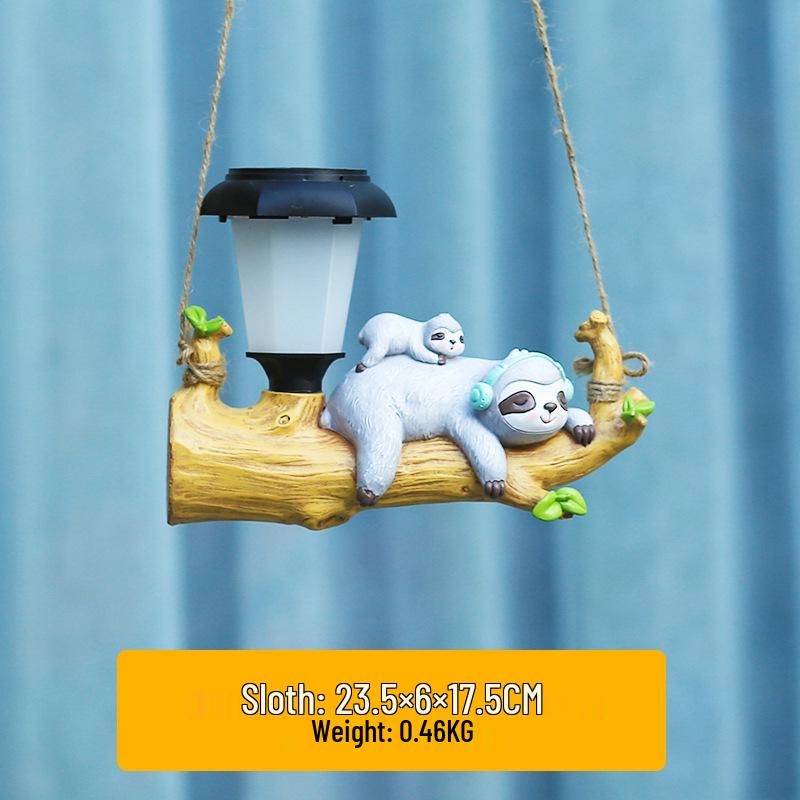 Solar LED Hanging Squirrel & Sloth Garden Light - Outdoor Decorative Cartoon Animal