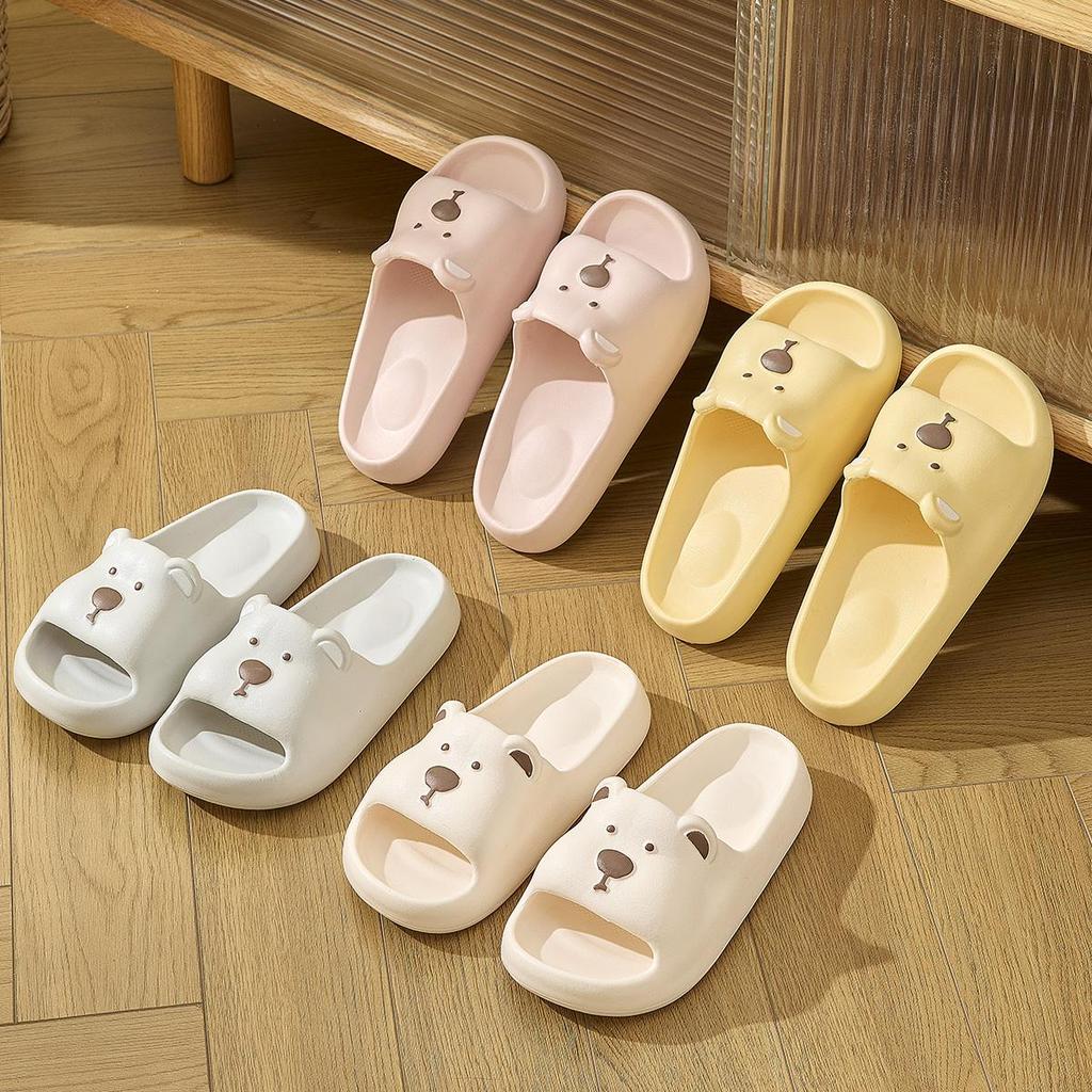 Cute Bear Children Home Slippers Beach Thick Bottom Summer Slides Cartoon Comfortable Non-Slip Slippers Indoor Outdoor Men Bathroom Slippers