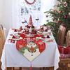 Red Christmas Table Runner Tree Santa Claus Tablecloth Flower Linen Table Cover  Christmas Eve