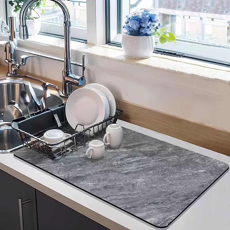 

Диатомитовый абсорбирующий противоскользящий коврик для кухонной столешницы, быстросохнущий коврик для слива кофе; подставка для сушки посуды подставка для кухни 30x40cm