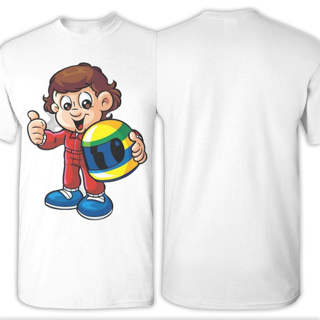 Cute Senninha Ayrton Senna Tee Shirt for Men Women Graphic Printed T Shirts Cartoon 100% Cotton Clothing