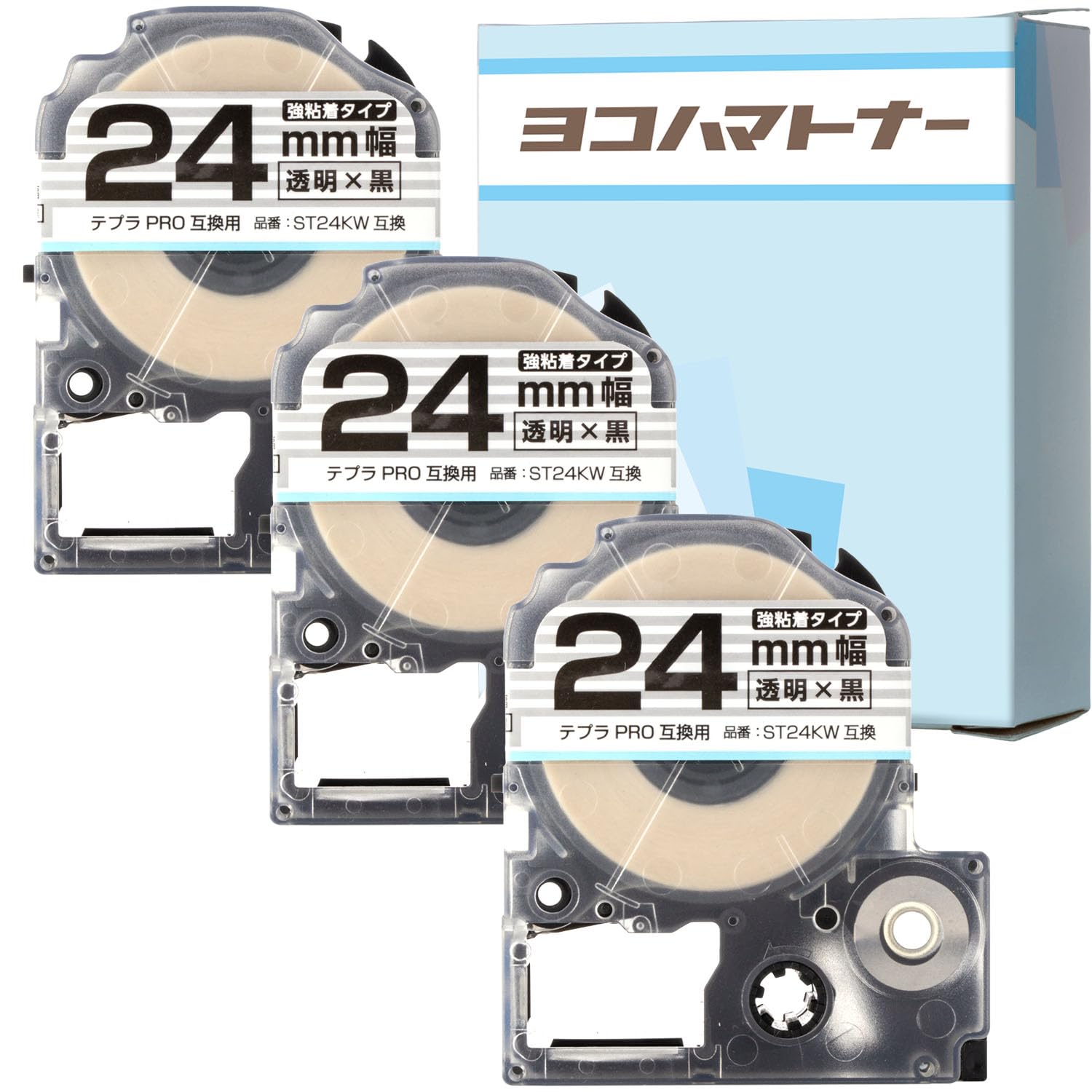 

Kingjim Tepra PRO Tape Cartridge 3 Pieces 24mm Transparent Letters Length 8m ST24KW Strong Adhesive Kingjim [Compatible] Label/Black