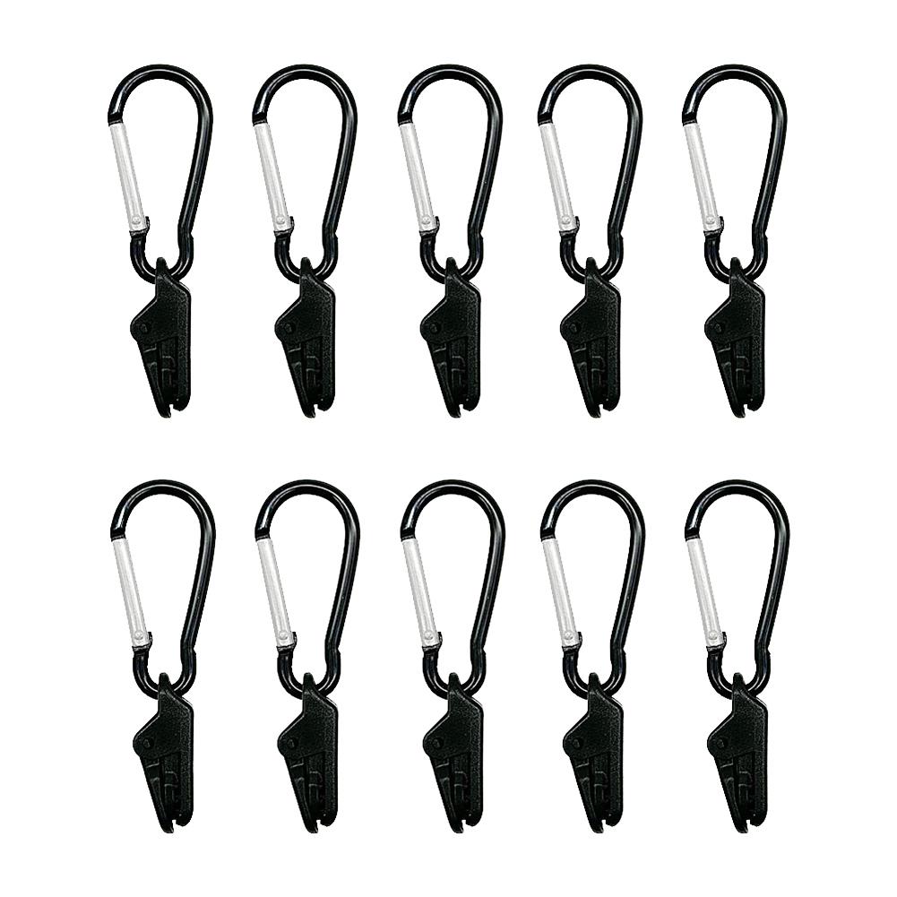 10Pcs Camping Tarp Clips with Carabiner Hanging Hooks Tent Securing Clip Windproof Safety Clip for Outdoor Grill Camping чёрный