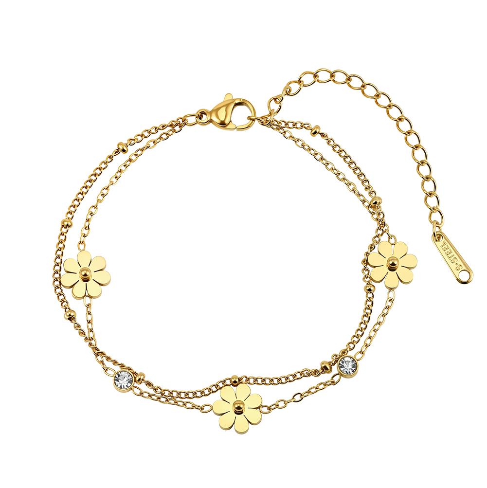 Small Batch Custom Logo Anti Tarnish Titanium Steel Women Daisy Minimalist Daily Bracelet Accessories  Source Factory
